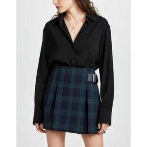 THE FRANKIE SHOP Beryl Tartan Mini Skirt, Navy/Green, Medium